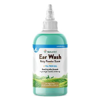 NaturVet Ear Wash with Tea Tree Oil for Dogs and Cats, 8 oz